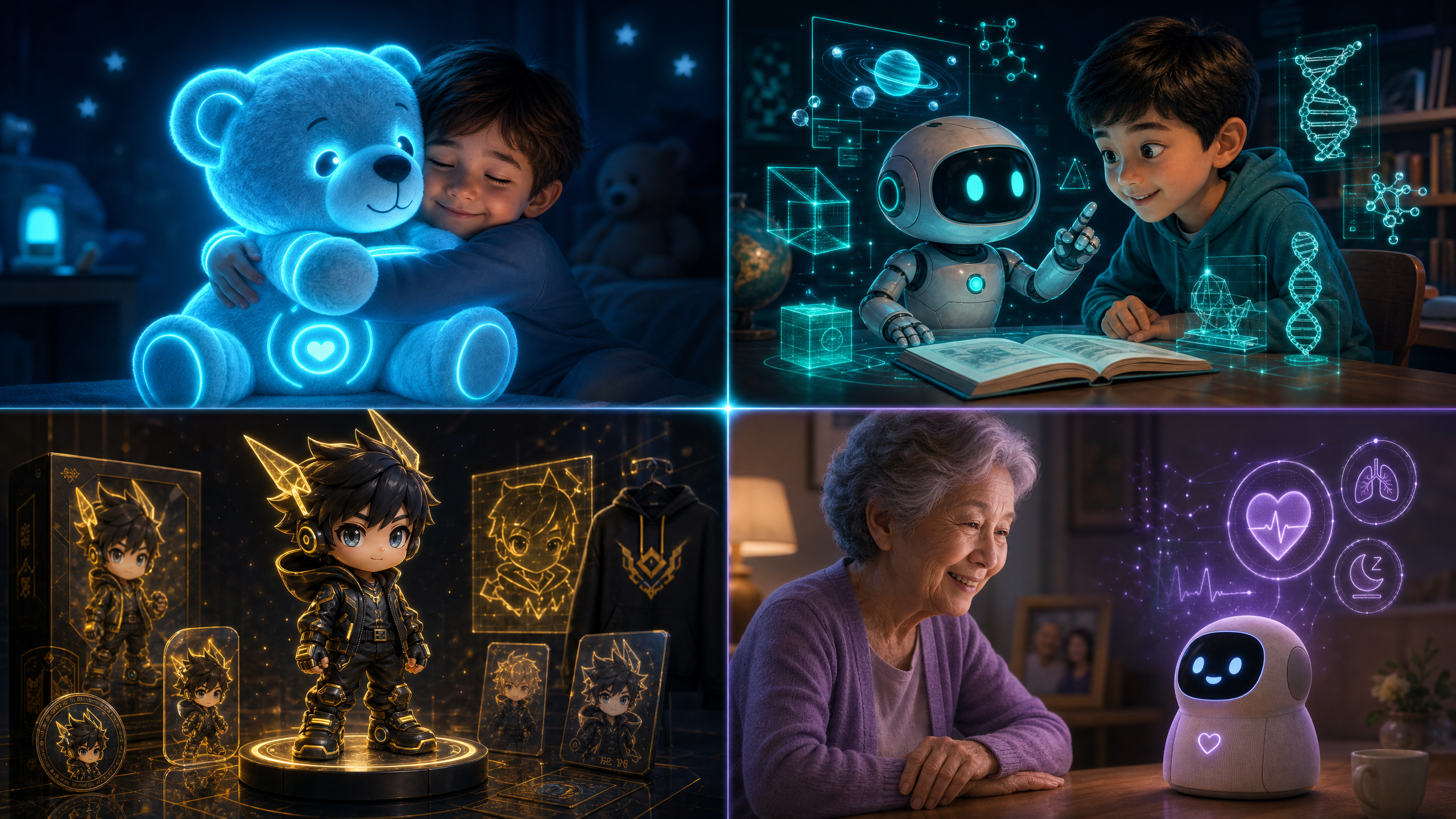 Four AI toy use cases grid